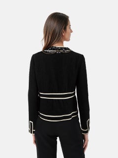 Moschino Black Wool Bow Embellished Detail Jacket Size XL