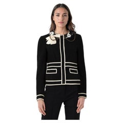 Moschino Black Wool Bow Embellished Detail Jacket Size XL