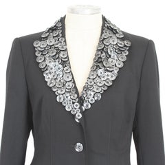 Moschino Black Wool Button Reverse Evening Blazer 90s