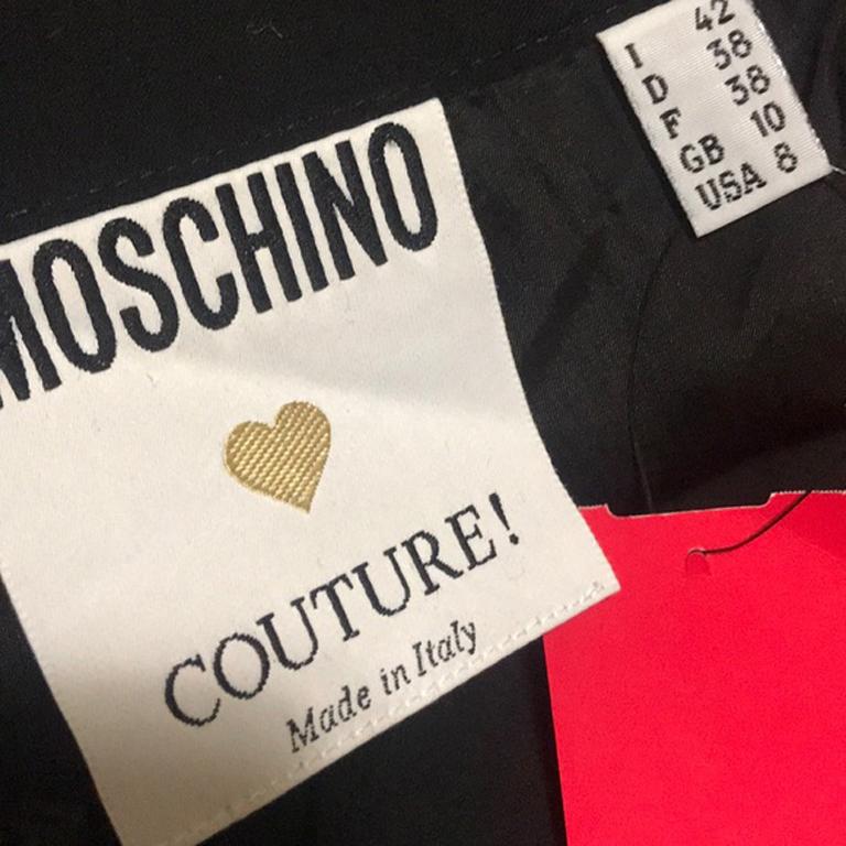 Moschino Black Wool Chain Cartoon Couture Skirt For Sale 3