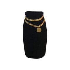 Moschino Black Wool Chain Cartoon Couture Skirt