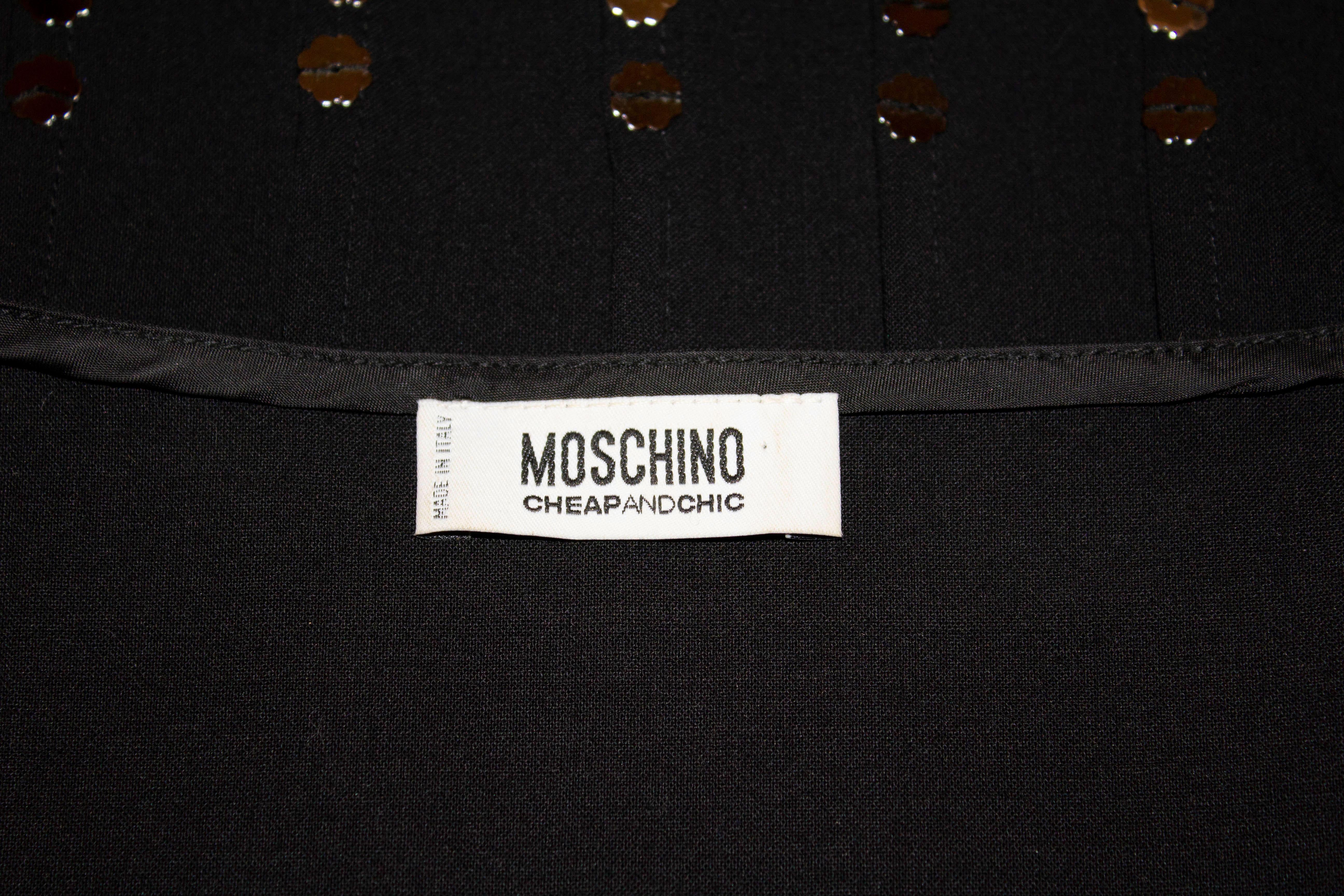 Moschino Black Wool Cocktail Dress with Sequin Detail In Good Condition For Sale In London, GB