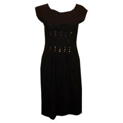 Moschino Schwarzes Cocktailkleid aus Wolle mit Paillettendetails