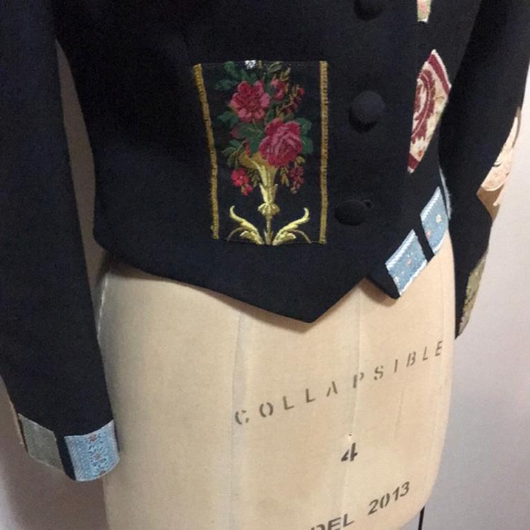 Moschino Black Wool Embroidered Jacket In Good Condition For Sale In Los Angeles, CA