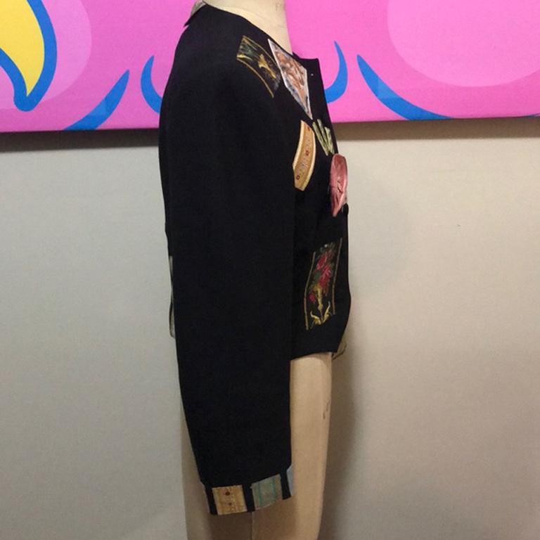 Women's Moschino Black Wool Embroidered Jacket For Sale