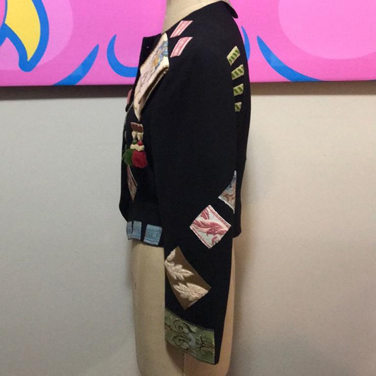 Moschino Black Wool Embroidered Jacket For Sale 2