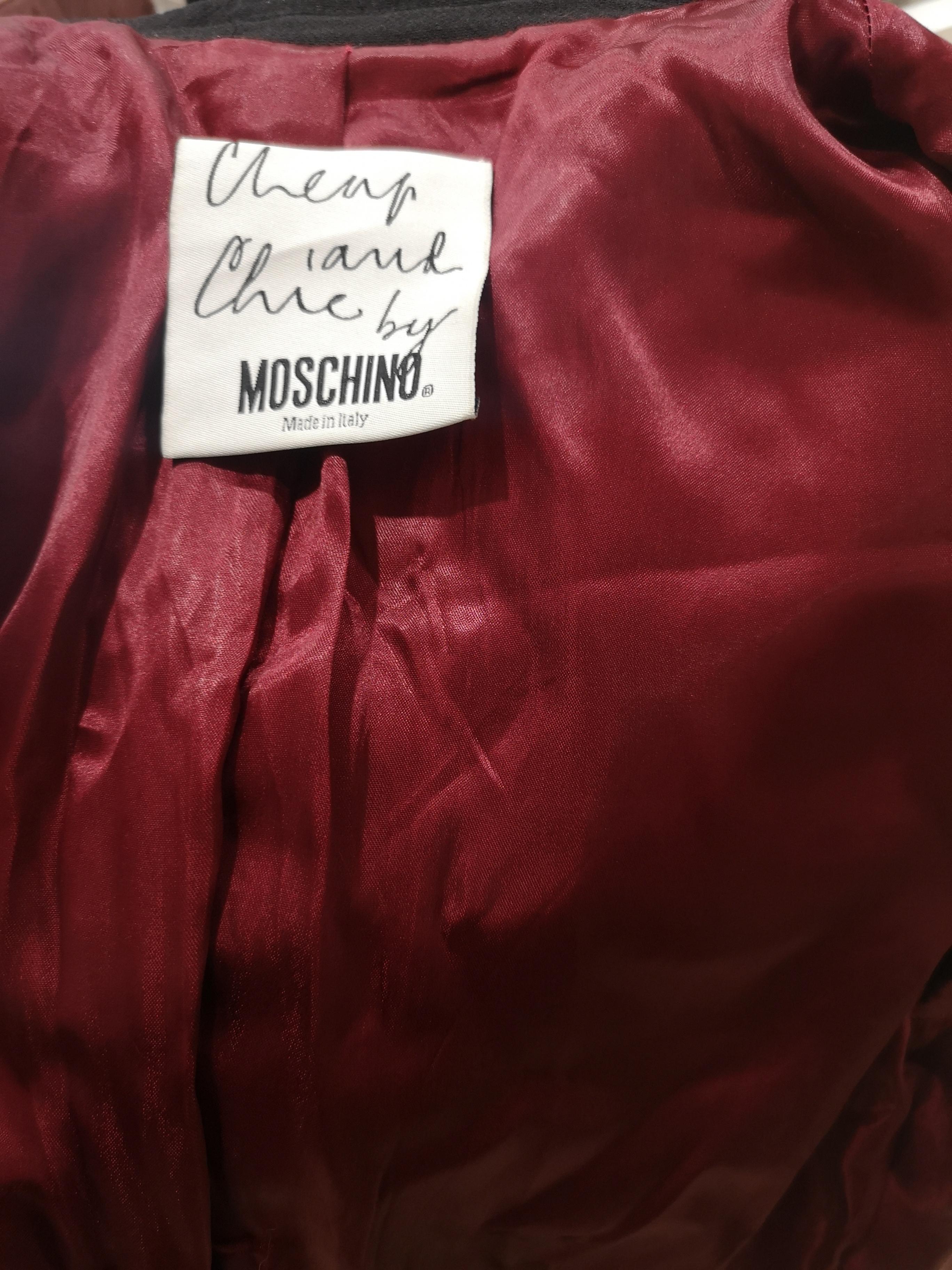 Moschino Langer Mantel aus schwarzer Wolle im Angebot 5
