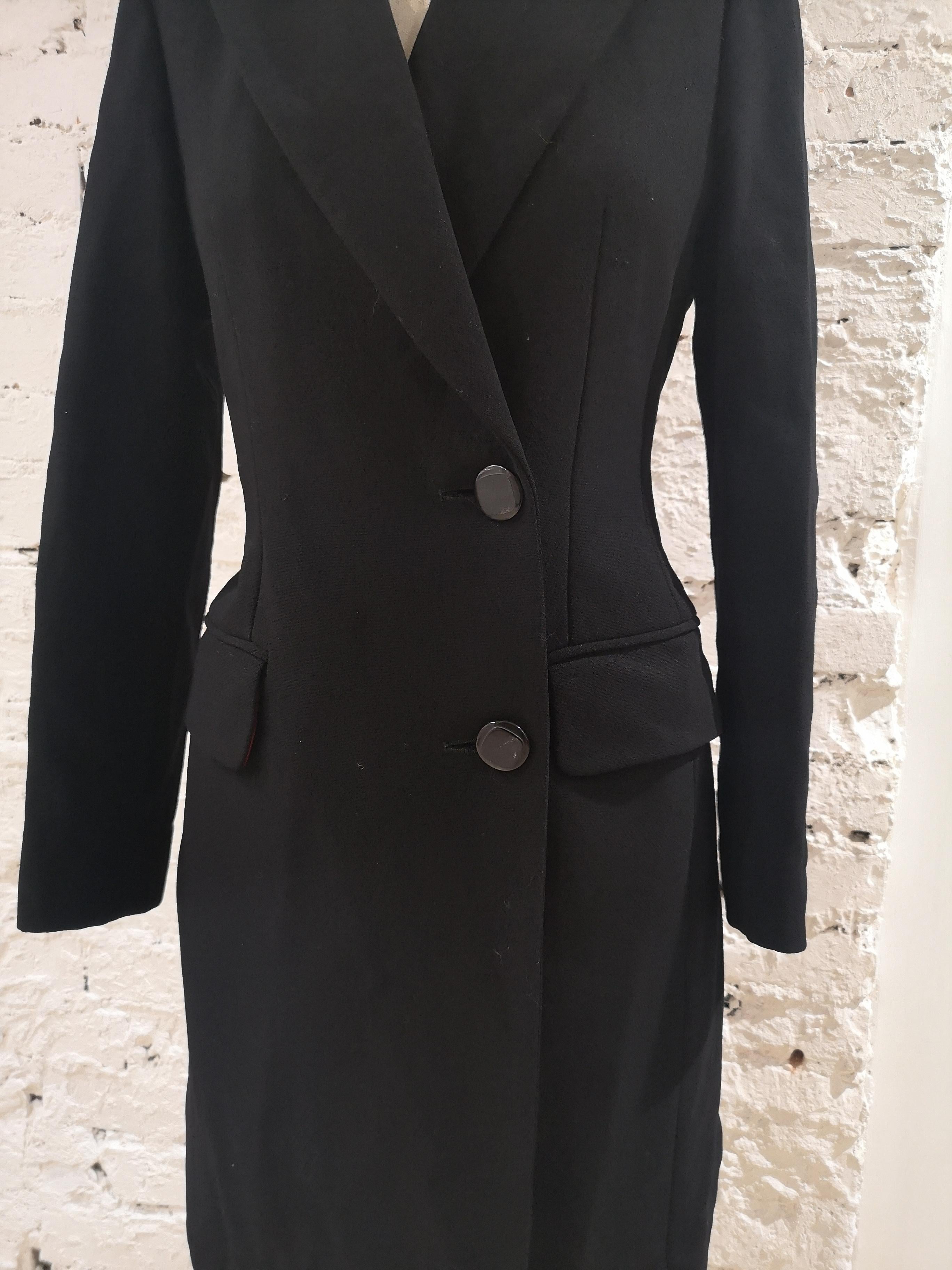 Moschino Langer Mantel aus schwarzer Wolle (Schwarz) im Angebot