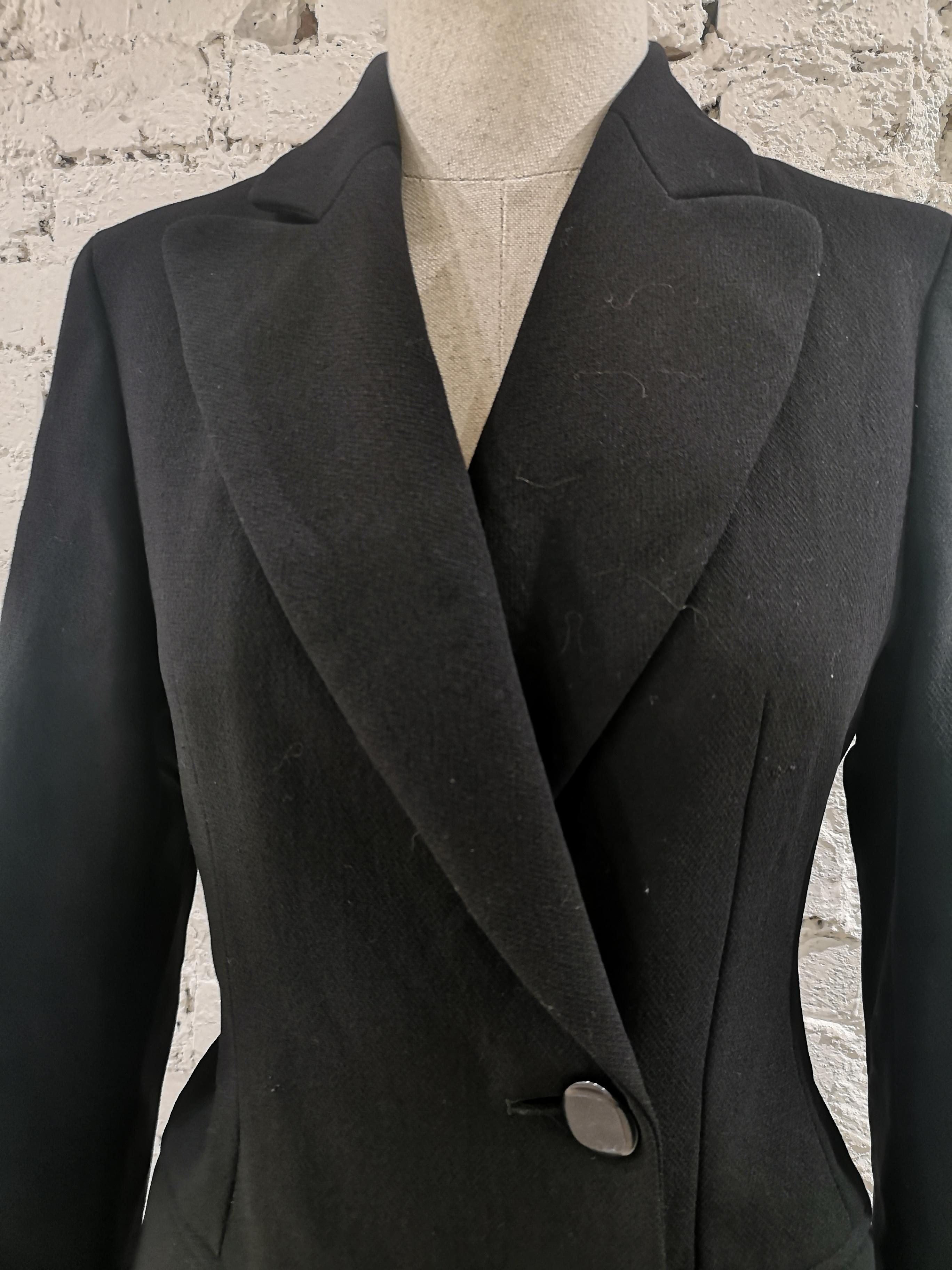 Moschino Langer Mantel aus schwarzer Wolle Damen im Angebot