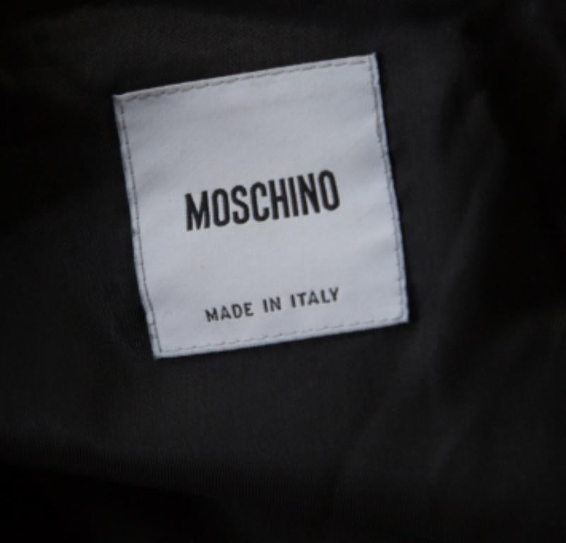 Moschino Abrigo largo de lana negro con adornos de volantes y rosetas con botones delante M Negro en venta