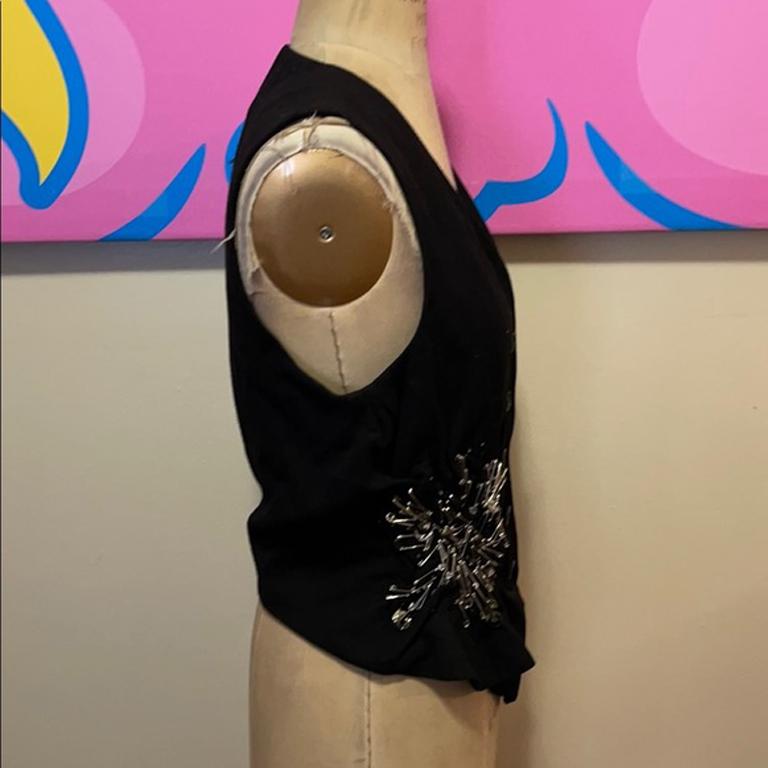 Moschino Black Wool Safety Pin Vest In Excellent Condition For Sale In Los Angeles, CA