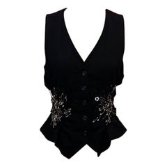 Gilet Moschino con spilla di sicurezza in lana nera