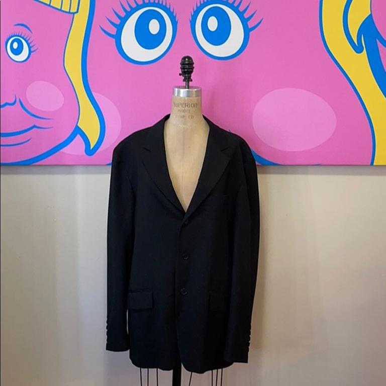 Men's Moschino Black Wool This Many Is Not A Toy Blazer For Sale
