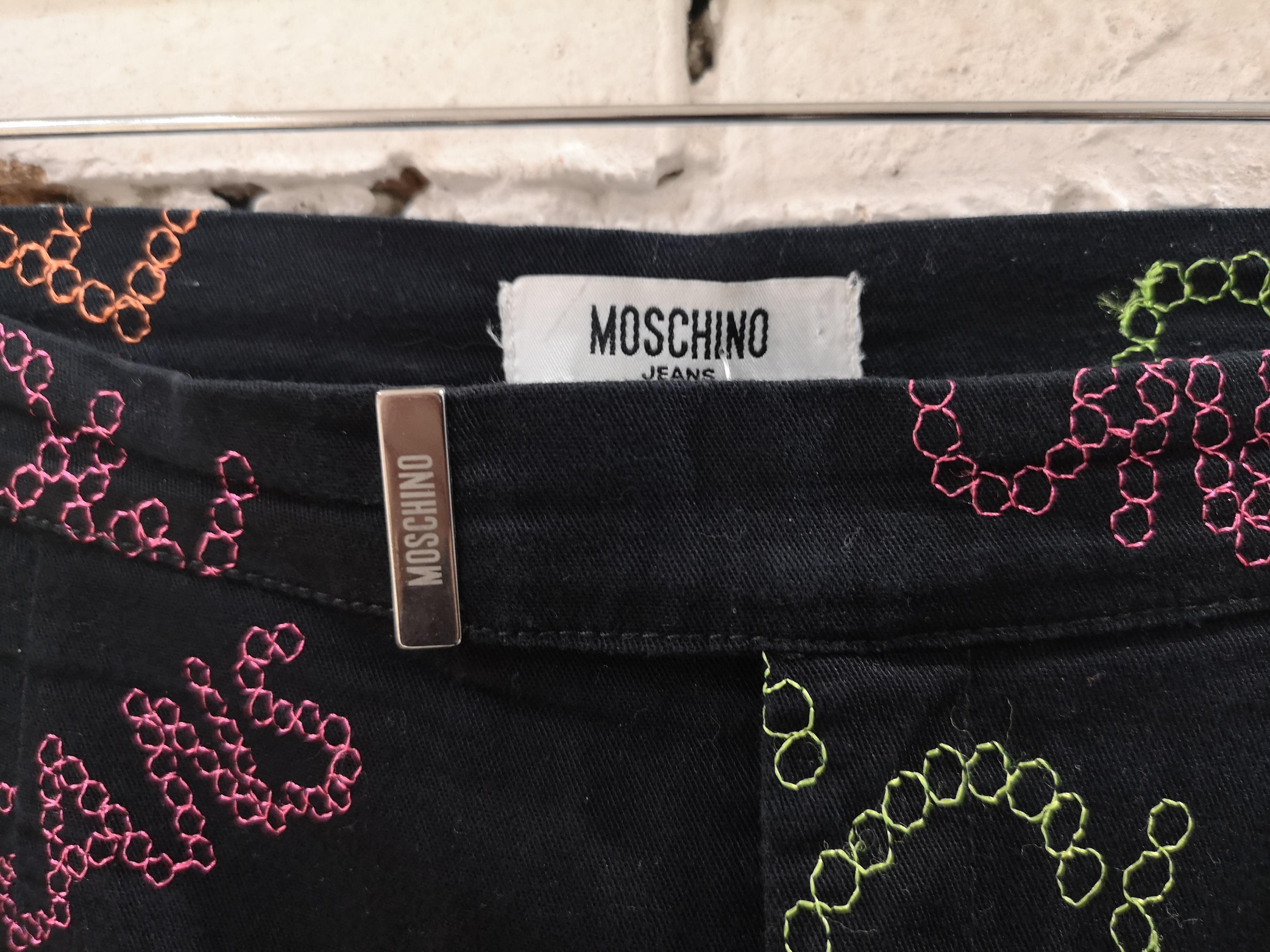 Black Moschino black written pants  For Sale