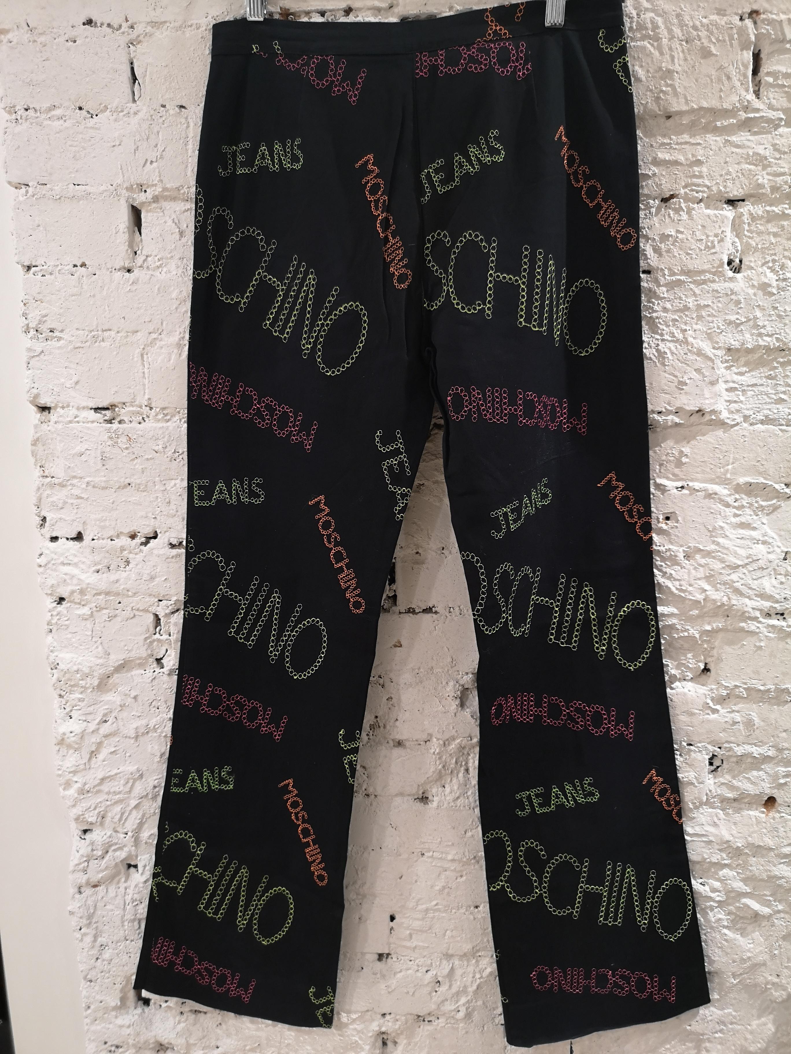 Women's Moschino black written pants For Sale