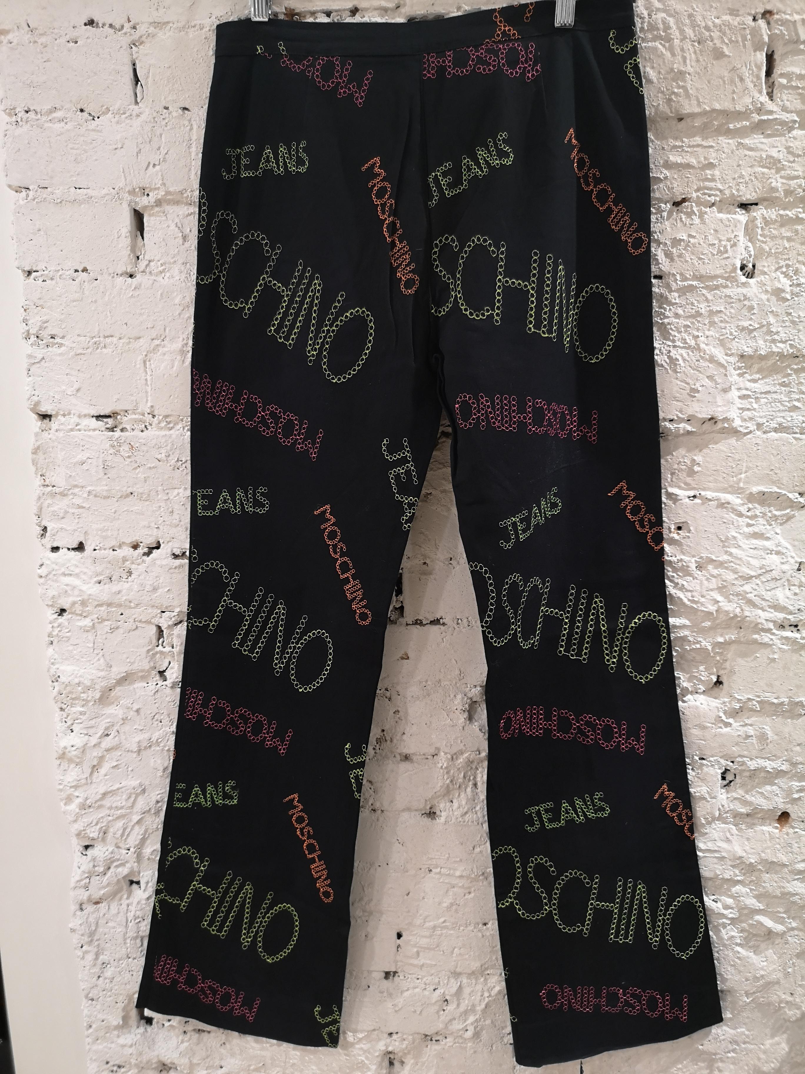 Women's Moschino black written pants  For Sale