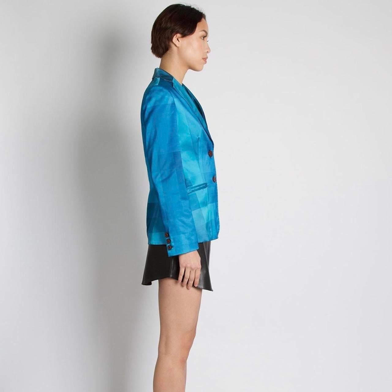 Moschino Blazer Blue Satin Square Jacket For Sale 3