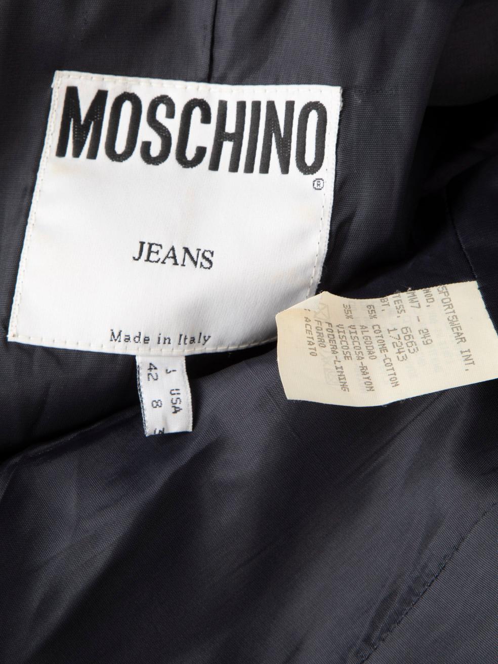 Moschino Blue Abstract Stripe Blazer Size M en venta 4
