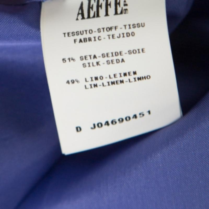 Moschino Blaues, geblümt bedrucktes Etuikleid aus Leinen und Seide mit Bateau-Ausschnitt S Damen im Angebot