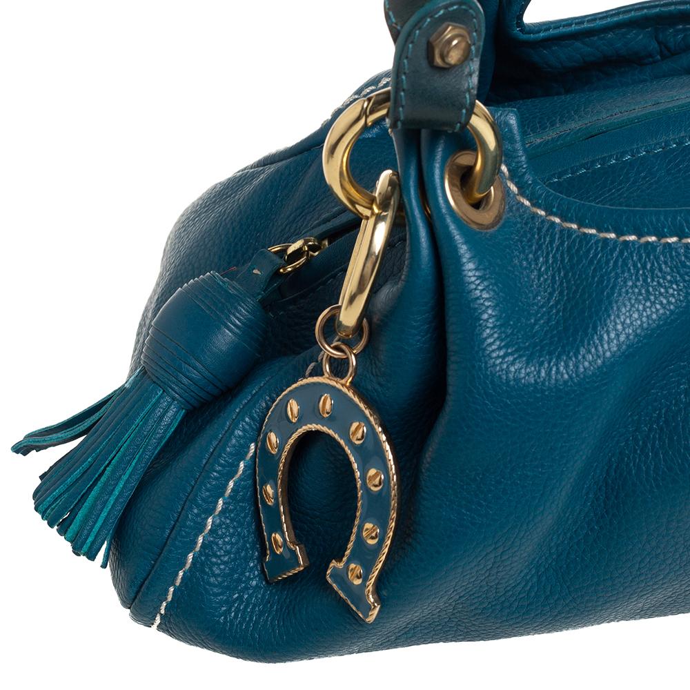 Moschino Blue Leather Satchel 4