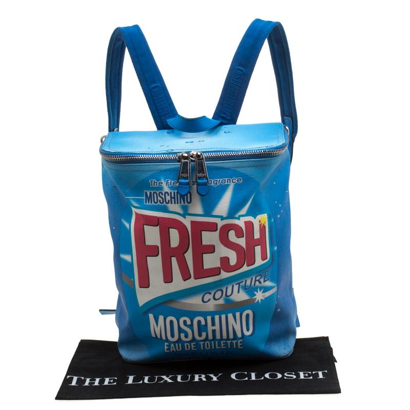 Moschino Blue PVC Fresh Couture Print Backpack 3