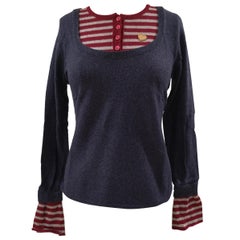 Moschino blue red and white wool sweater
