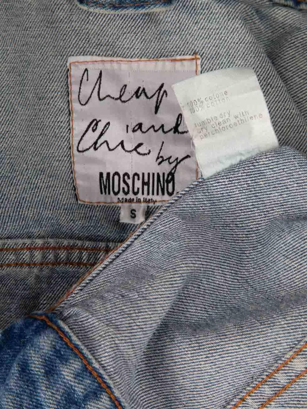 Moschino Blue Stone Washed Denim Jacket Size S For Sale 2