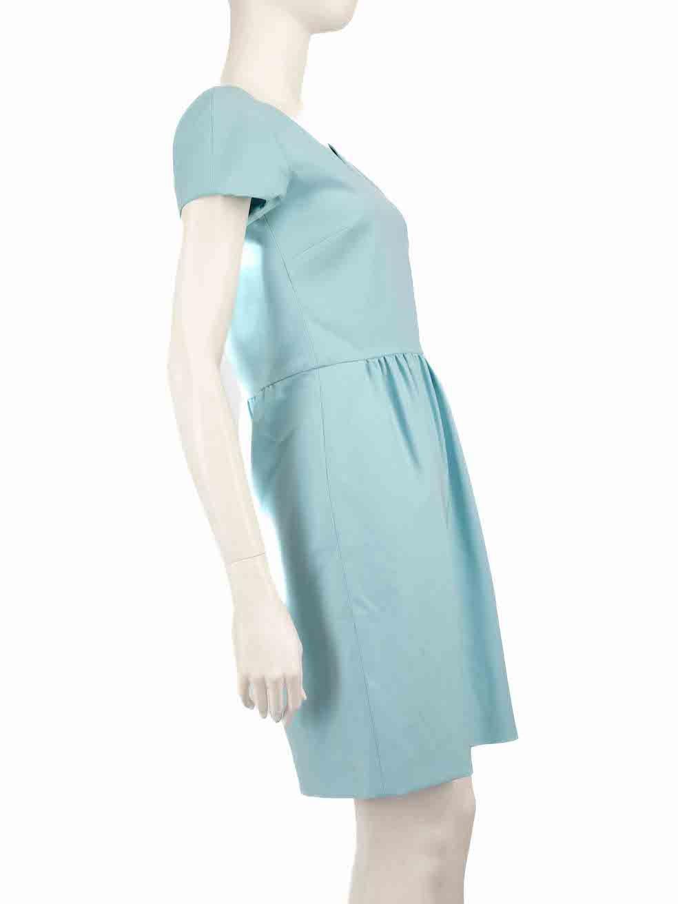 CONDITION is Very good. Minimal wear to the dress is evident. Minimal wear to the right sleeve and top back and the bottom is seen with discolouration marks on this used Boutique Moschino designer resale item.
 
 
 
 Details
 
 
 Blue
 
 Polyester

