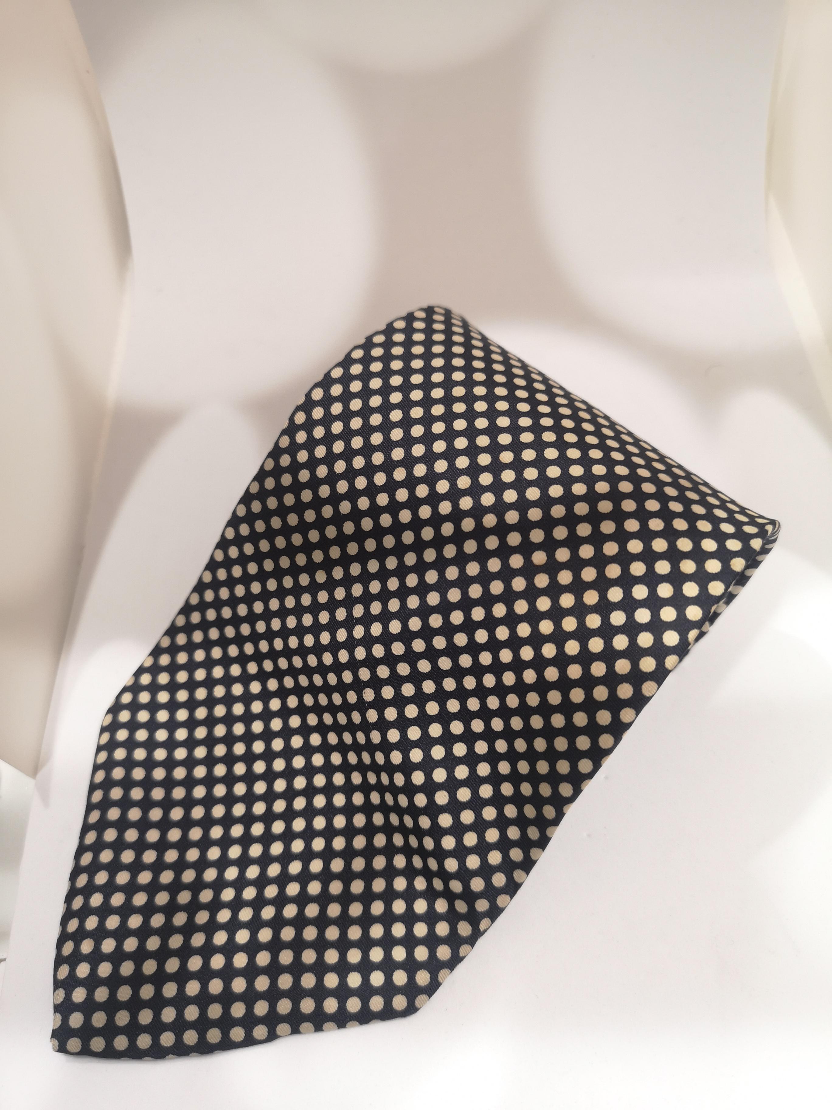 Women's or Men's Moschino blue white pois silk tie