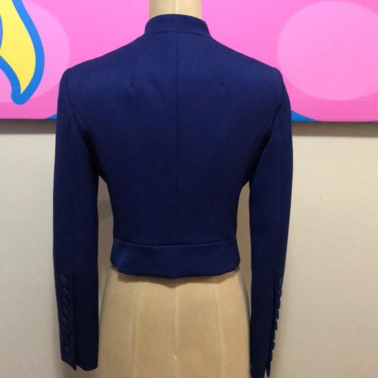 Moschino Blue Wool Military Band Jacket For Sale 1