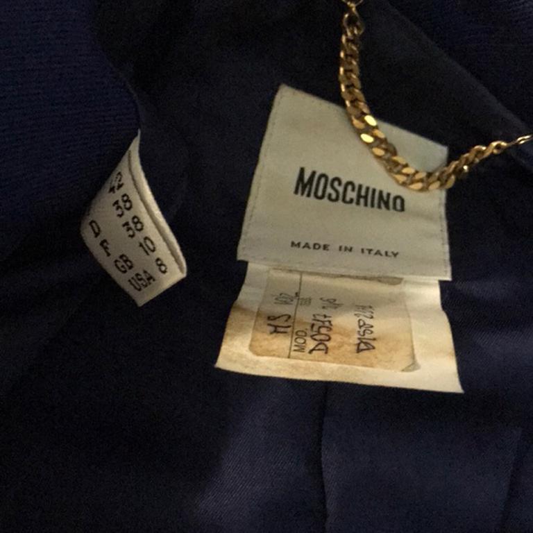 Moschino Blue Wool Military Band Jacket For Sale 3
