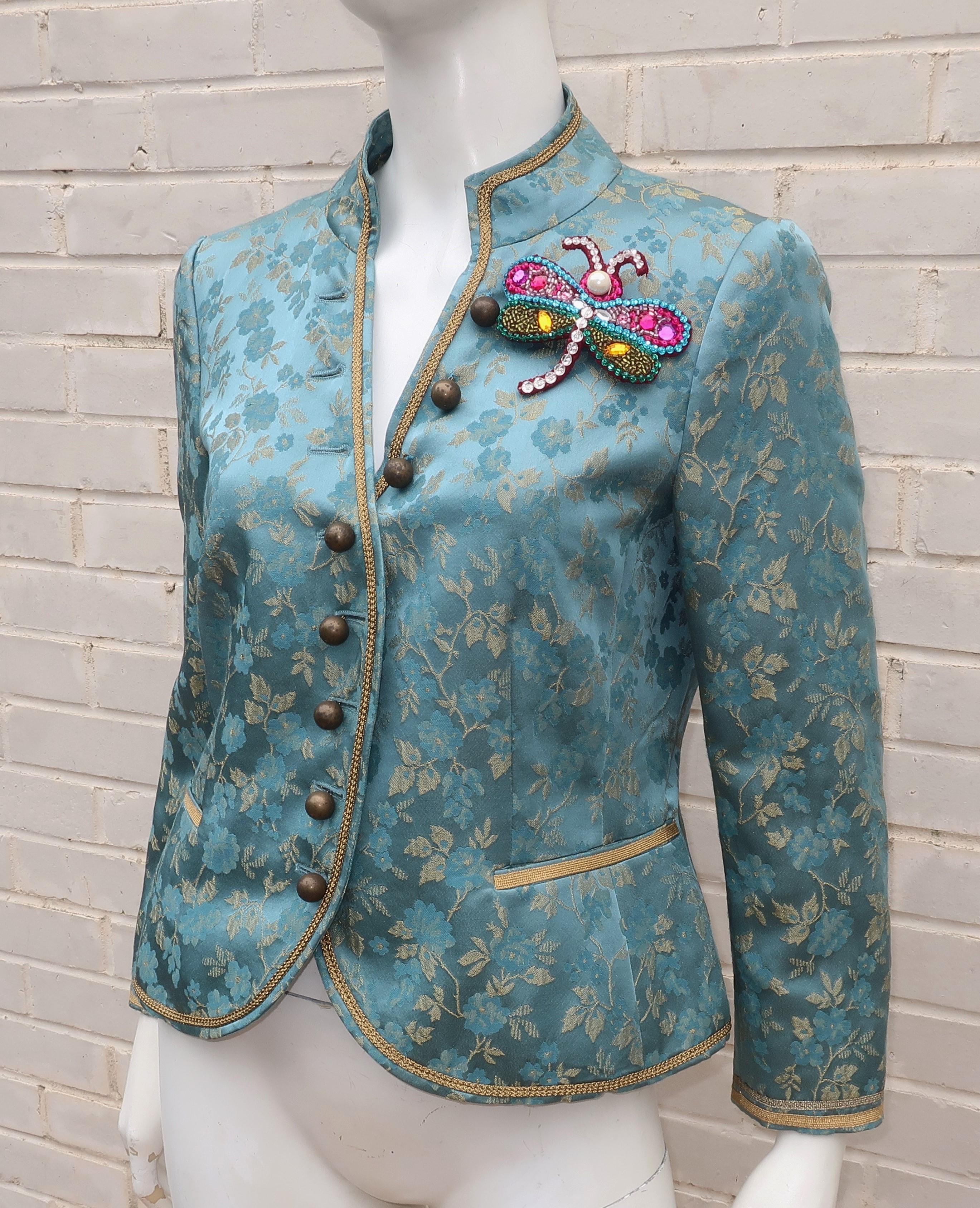 Moschino ‘Bollywood’ Brocade Jacket With Dragonfly Motif In Good Condition In Atlanta, GA
