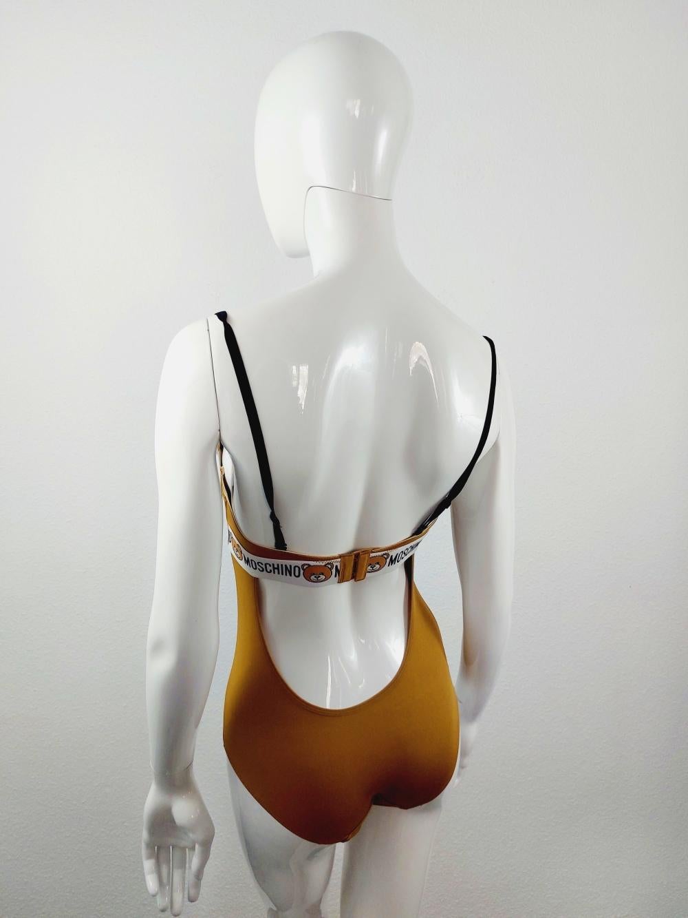 Moschino Boobs Iconic Teddy Bear Cub Bodysuit Nude Swimsuit Bra Beach Swimwear For Sale 2