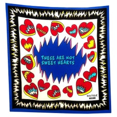 Moschino Boutique - 1990s Vintage - Silk Scarf - ‘These Are Not Sweet Hearts’