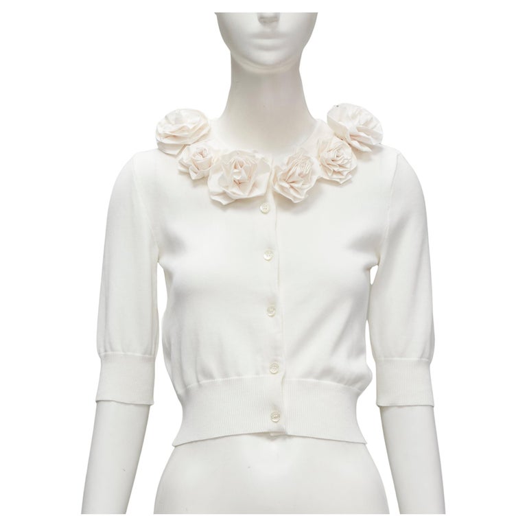 Moxidress Button Down Flower Applique Sweater Cardigan