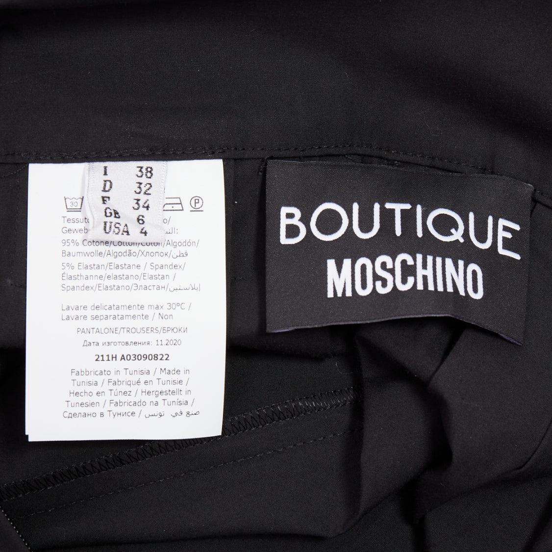 MOSCHINO Pantalón corto plisado de cintura con pajarita en mezcla de algodón negro IT38 XS en venta 3
