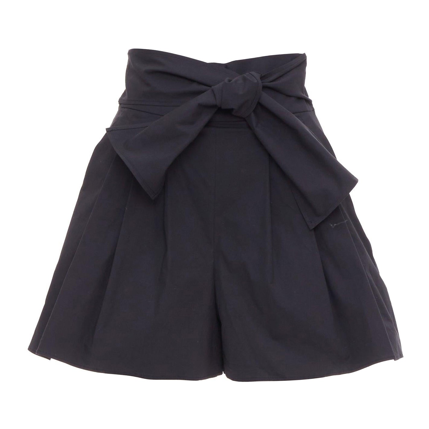 MOSCHINO Pantalón corto plisado de cintura con pajarita en mezcla de algodón negro IT38 XS en venta