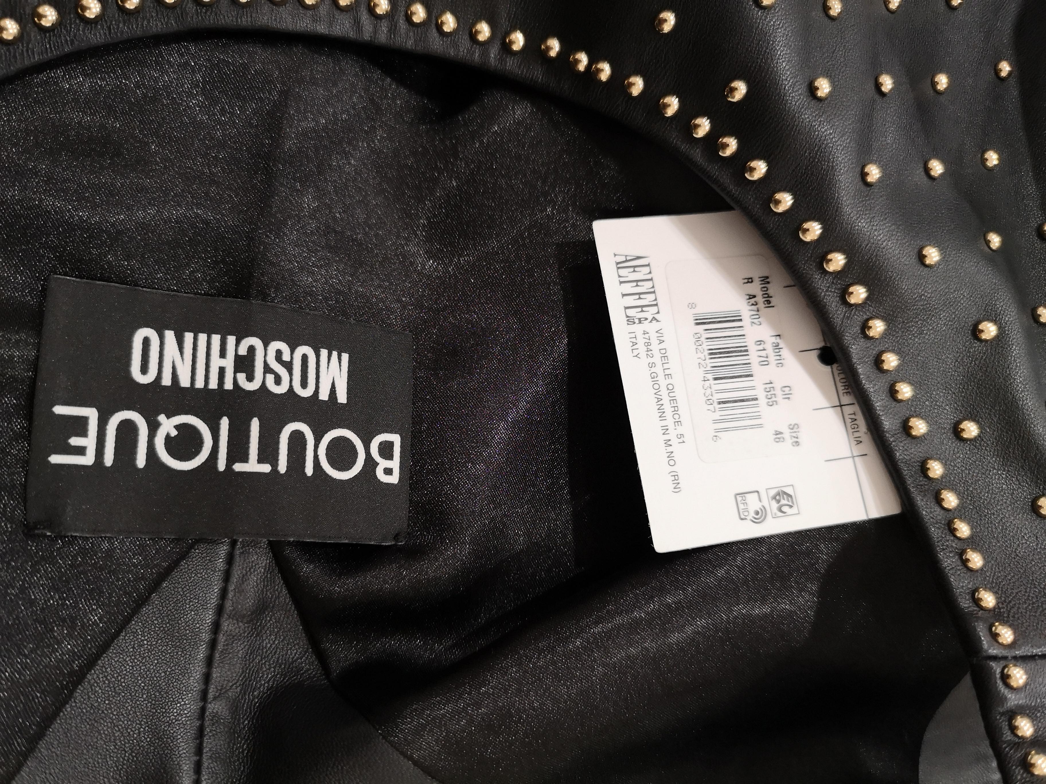 Moschino Boutique black leather gold tone studs Dress NWOT For Sale 6