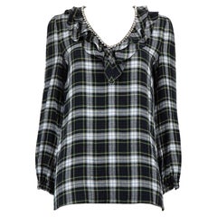 Moschino Boutique Moschino Tartan Pattern Gemstone Detail Top Size S