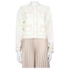 Moschino Boutique Moschino White Gold Embellished Cardigan Size M