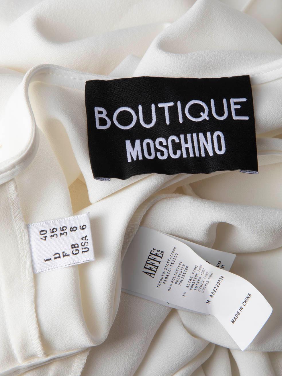 Moschino Boutique Moschino White Seashell Printed V-Neck Top Size S 1