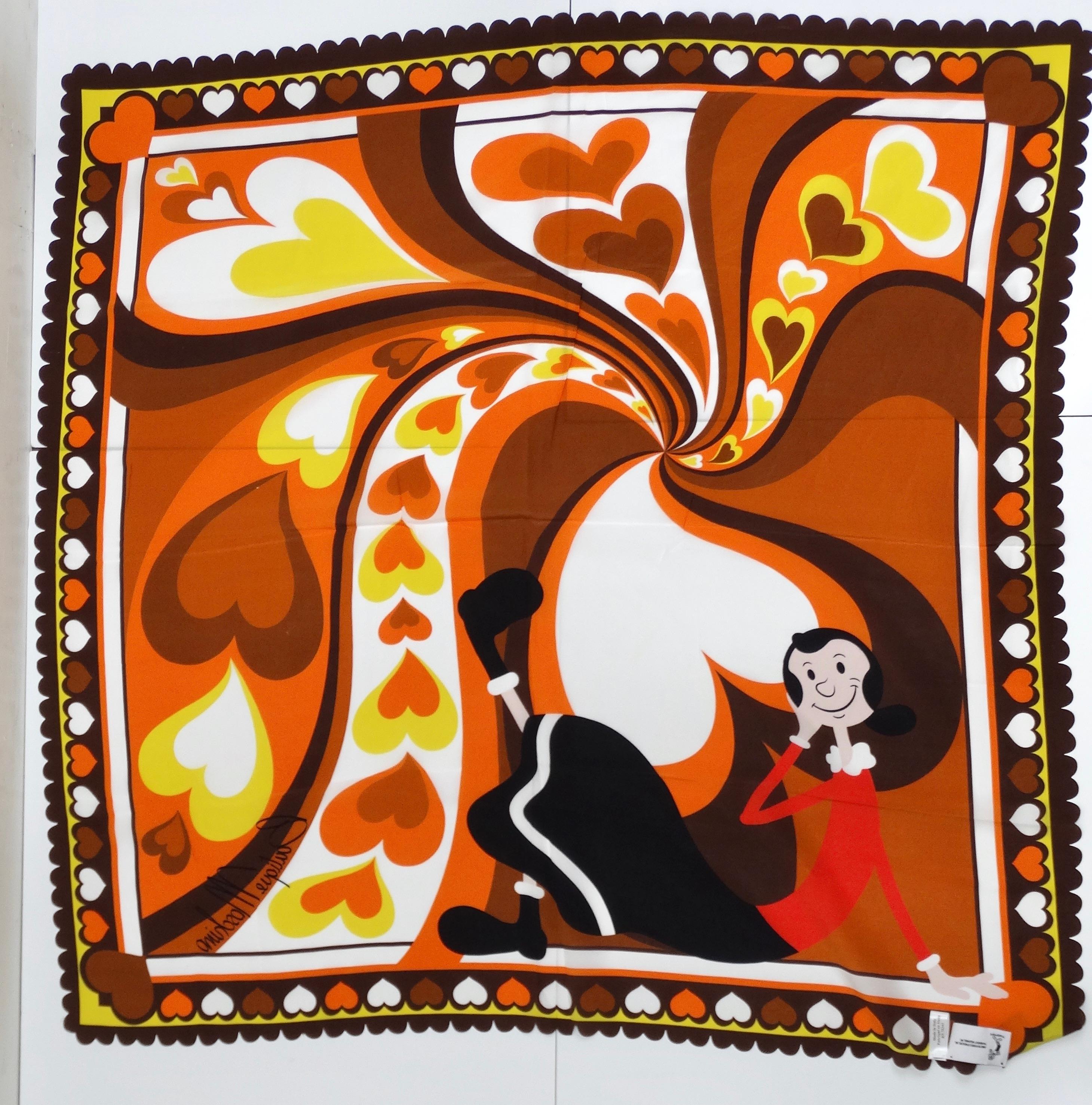 Moschino Boutique Olive Oyl Scarf In Excellent Condition For Sale In Scottsdale, AZ