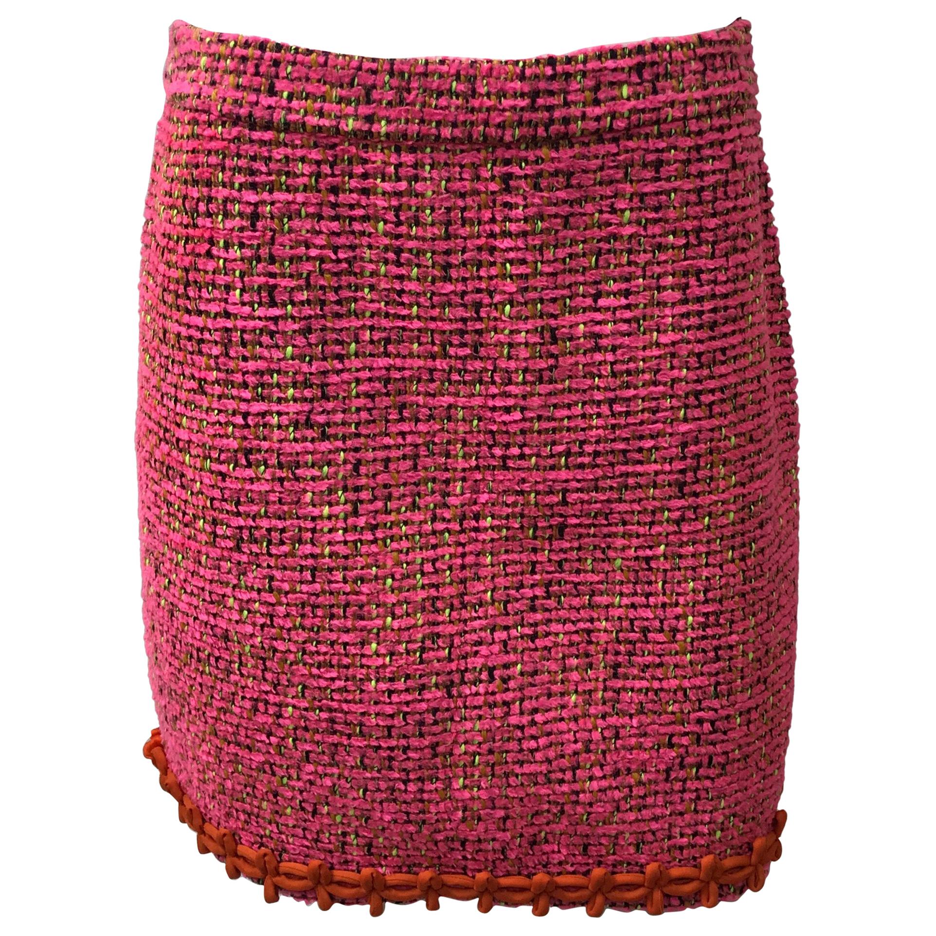 Moschino Boutique Pink & Black Tweed Skirt-6 For Sale
