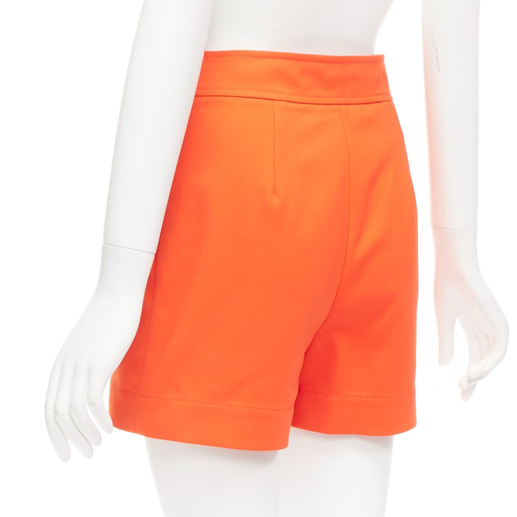 MOSCHINO bright orange oversized buttons high waist wide leg shorts IT38 XS For Sale 2