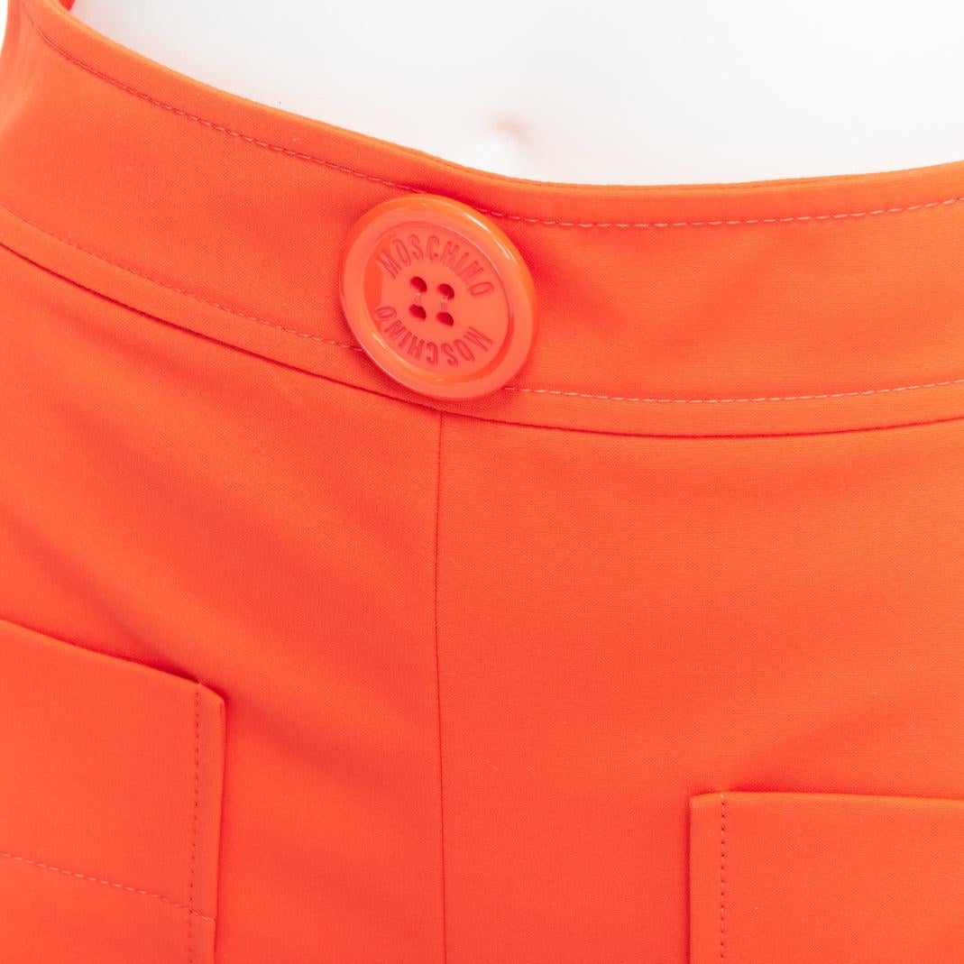 MOSCHINO bright orange oversized buttons high waist wide leg shorts IT38 XS For Sale 2