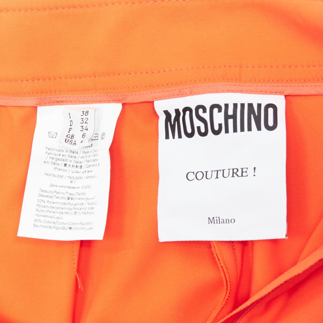 MOSCHINO leuchtend orangefarbene übergroße Knöpfe in Übergröße mit hoher Taille und weitem Bein IT38 XS im Angebot 4