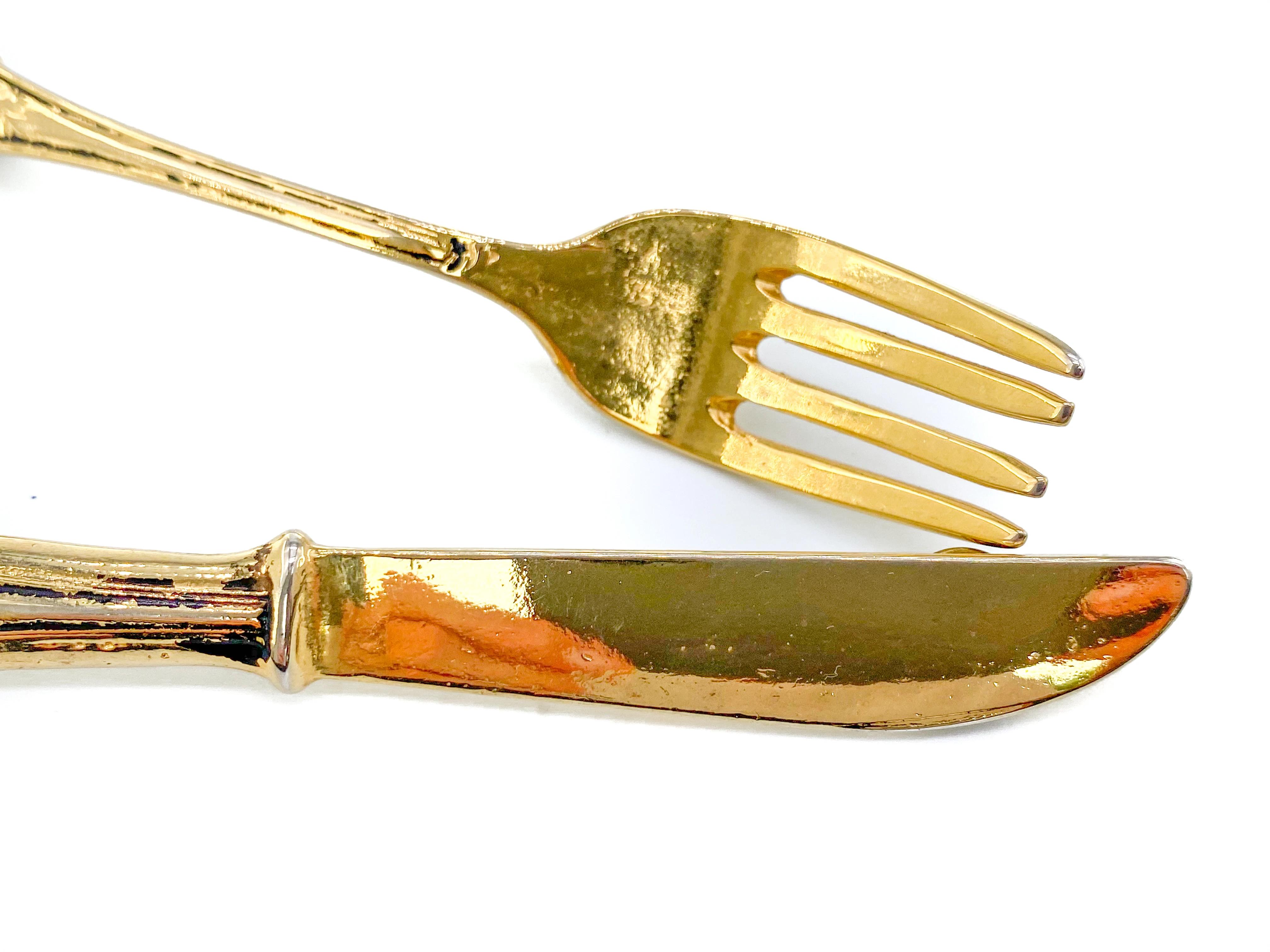 Moschino Brooch Vintage 1980s Knife and Fork Brooch Set FW 1989 Runway Pieces In Good Condition In London, GB
