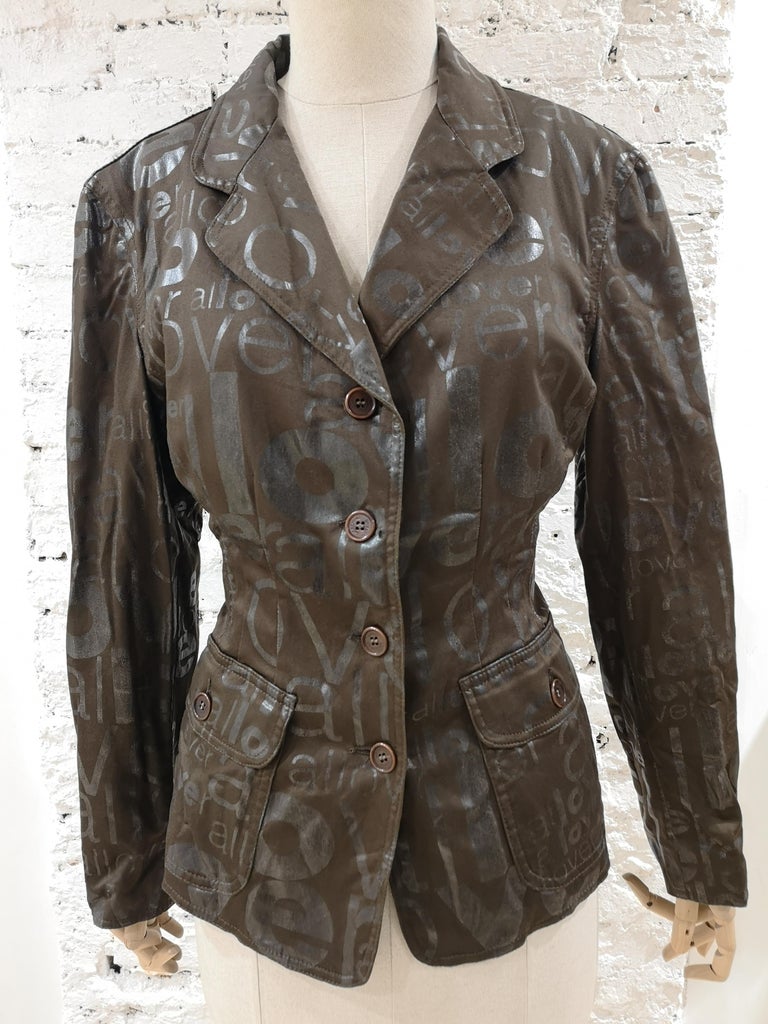 Black Moschino brown allover jacket For Sale