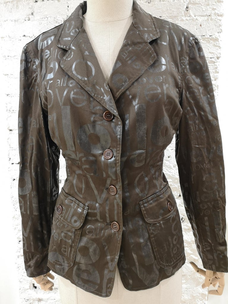 Moschino brown allover jacket In Good Condition For Sale In Capri, IT