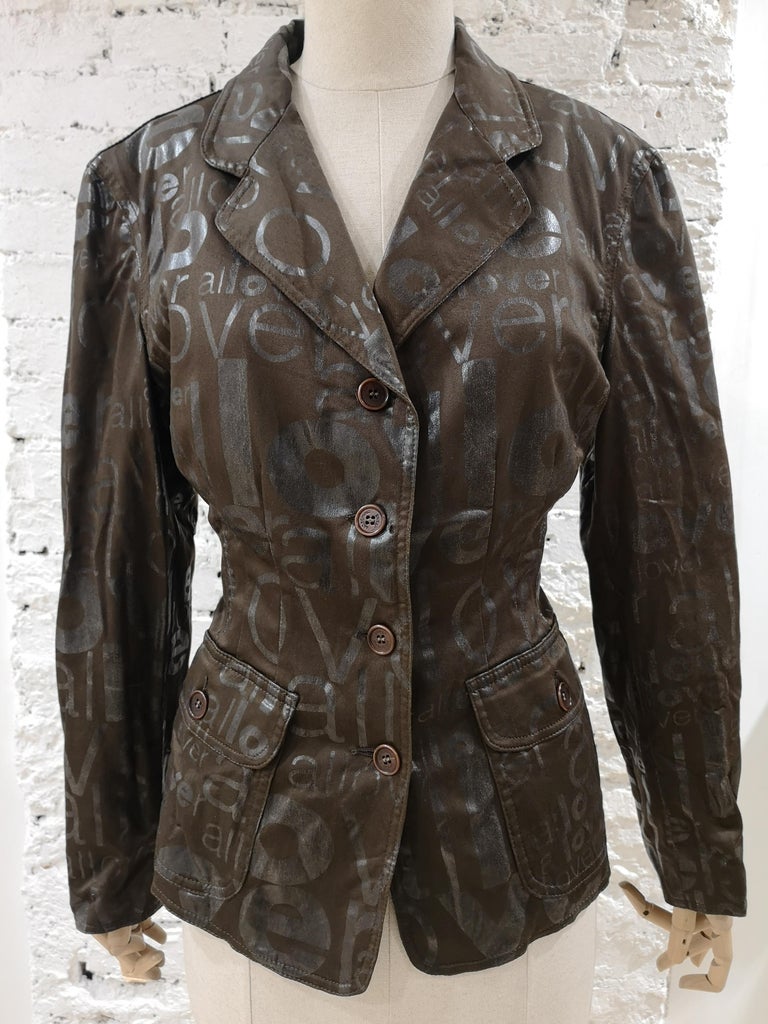 Moschino brown allover jacket For Sale 1